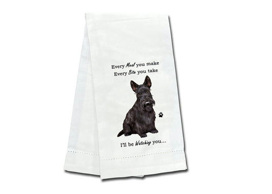 E&S Pets 711-35 Scottish Terrier, Scottie Dog Kitchen Towel, Off-white