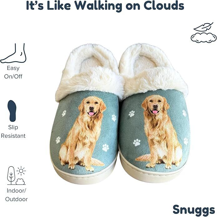 E&S Pets Golden Retriever Snugg Slippers for Pet Lovers - Memory Foam, L/XL