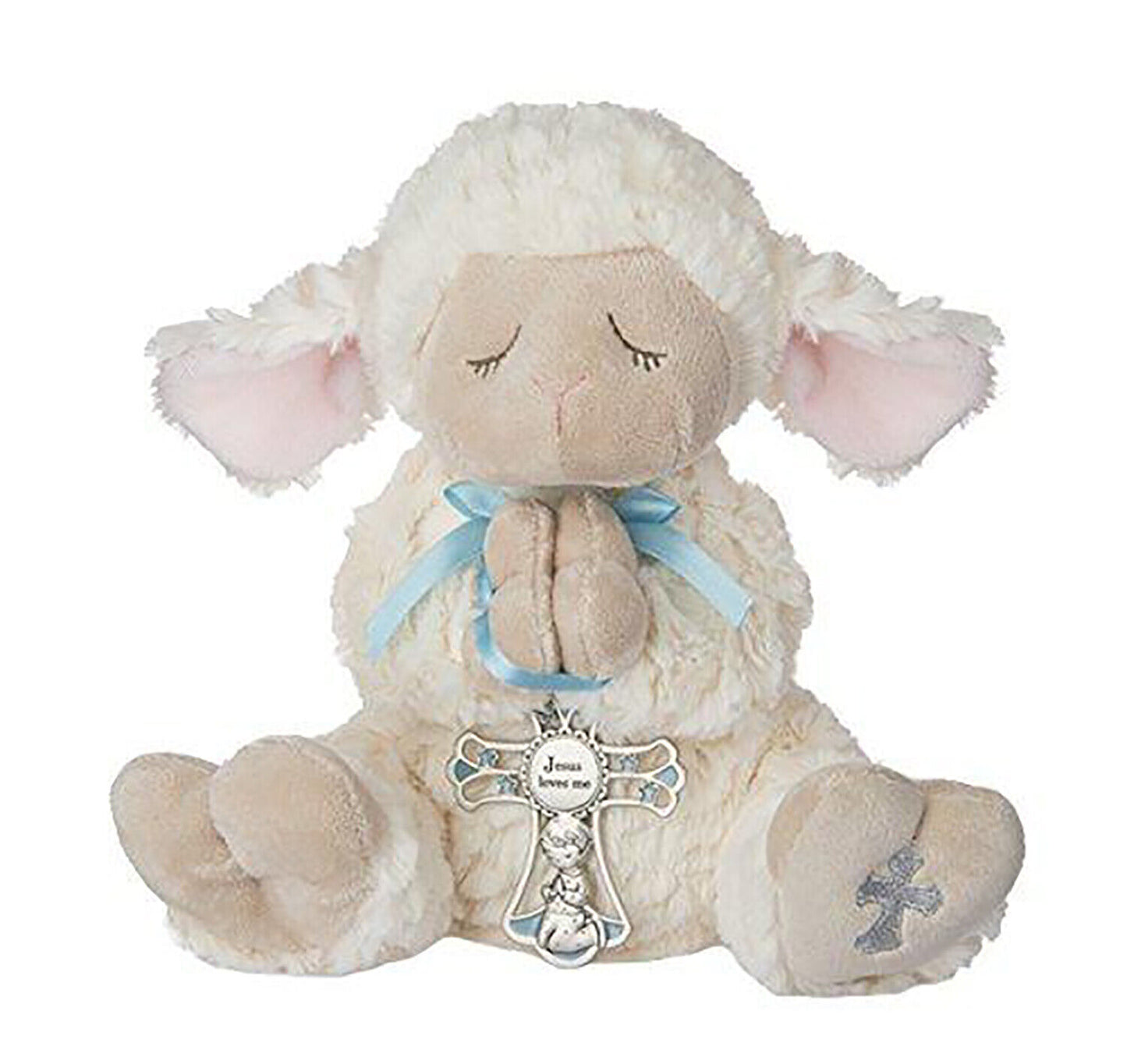 Ganz Serenity Lamb With Cross Christening or Baptism Gift (Blue (Boy))