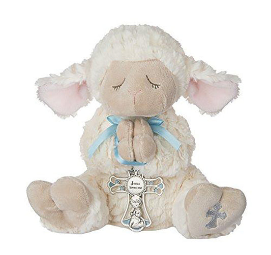 Ganz Serenity Lamb With Cross Christening or Baptism Gift (Blue (Boy))