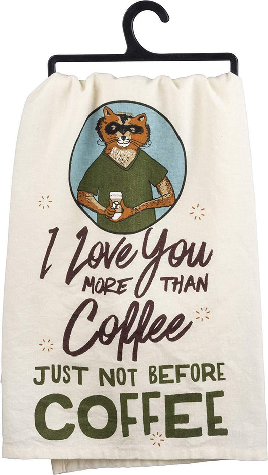 Primitives By Kathy Before Coffee Dish Towel, 28" Square