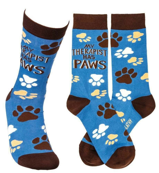 Primitives by Kathy Cotton Nylon Spandex Novelty Socks - Therapist Has Paws