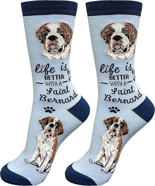 E&S Pets Pet Lover Socks, Life is Better with Saint Bernard, One size fits most