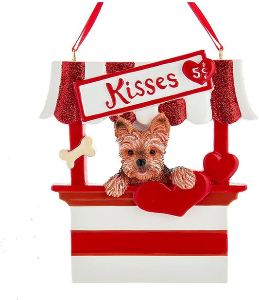 Kurt Adler Yorkshire Terrier Dog Kissing Booth Christmas Tree Ornament - 4"