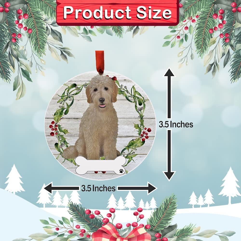 Goldendoodle Ornament - E&S Pets, DIY Personalizable, Ceramic Round Ornament