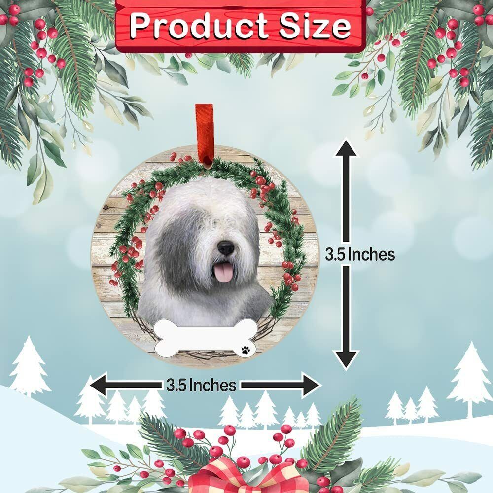 Old English Sheepdog - E&S Pets - DIY Personalizable, Ceramic Round Ornament
