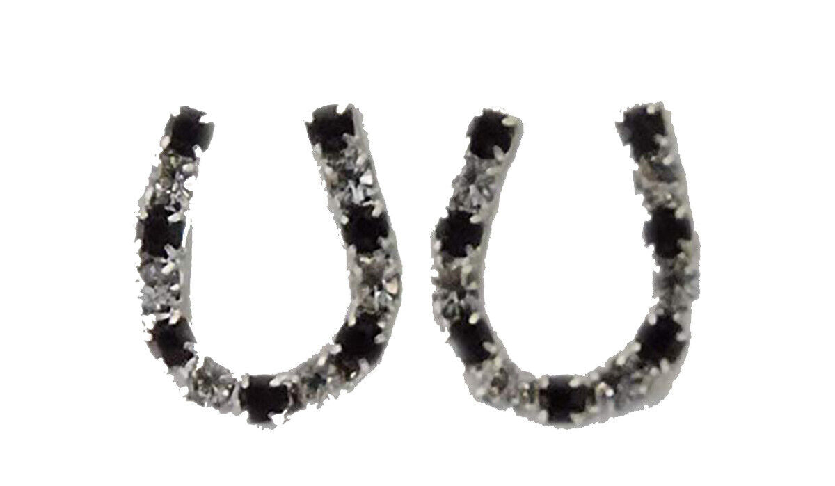 Finishing Touch Horseshoe Earrings - Jet Black Clear Imitation Rhodium