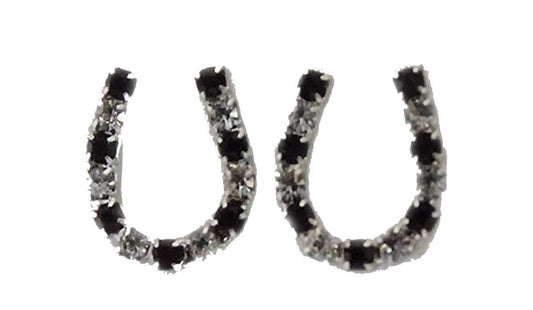 Finishing Touch Horseshoe Earrings - Jet Black Clear Imitation Rhodium