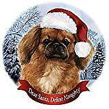 Holiday Pet Gifts Red Sable Pekingese Santa Hat Dog Porcelain Ornament