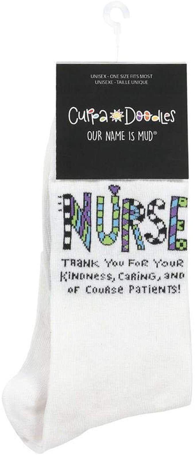 Enesco Our Name Is Mud Cuppa Doodle Nurse Socks