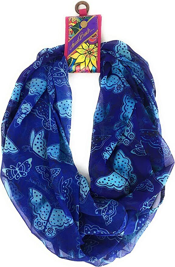 Laurel Burch Artistic Infinity Scarf Collection (Laurel Burch Blue Butterflies)