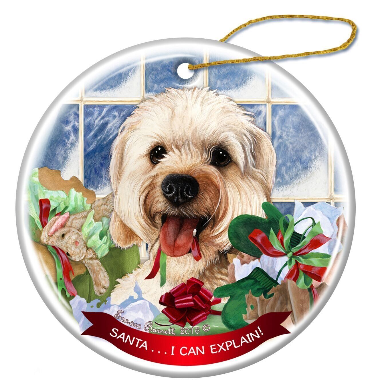 Cavapoo Dog Porcelain Hanging Ornament Pet Gift 'Santa.. I Can Explain!'