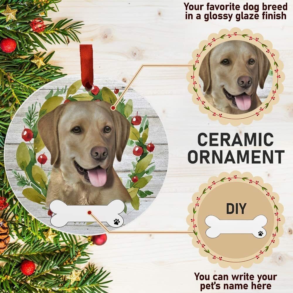 Yellow Lab Ornament - E&S Pets - DIY Personalizable, Ceramic Round Ornament