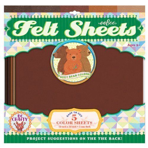 Bear Colors Brown Felt Sheets, 5 sheets, by eeBoo