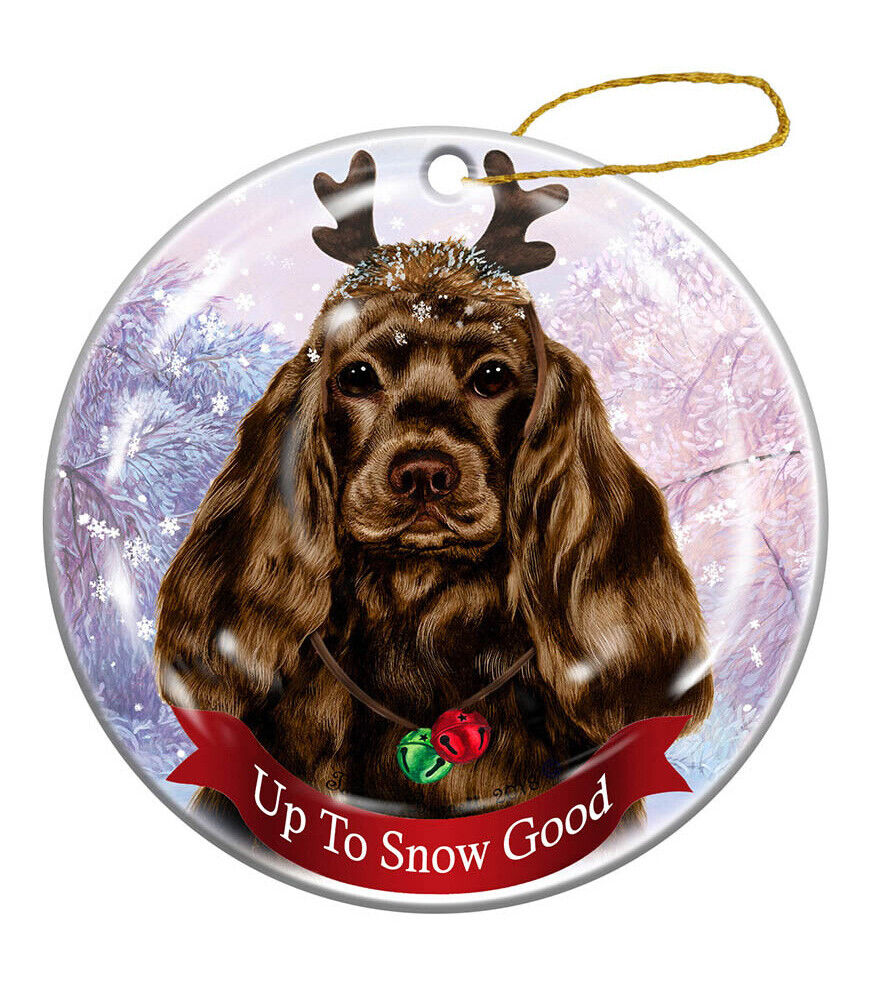 Holiday Pet Gifts Cocker Spaniel Chocolate Dog Porcelain Christmas Ornament