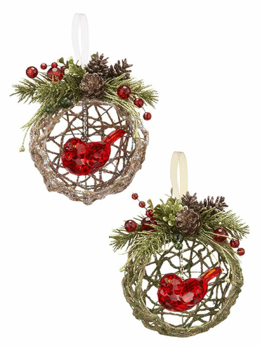 Ganz Kissing Krystals Mistletoe Twine Nest Ornaments Set of 2