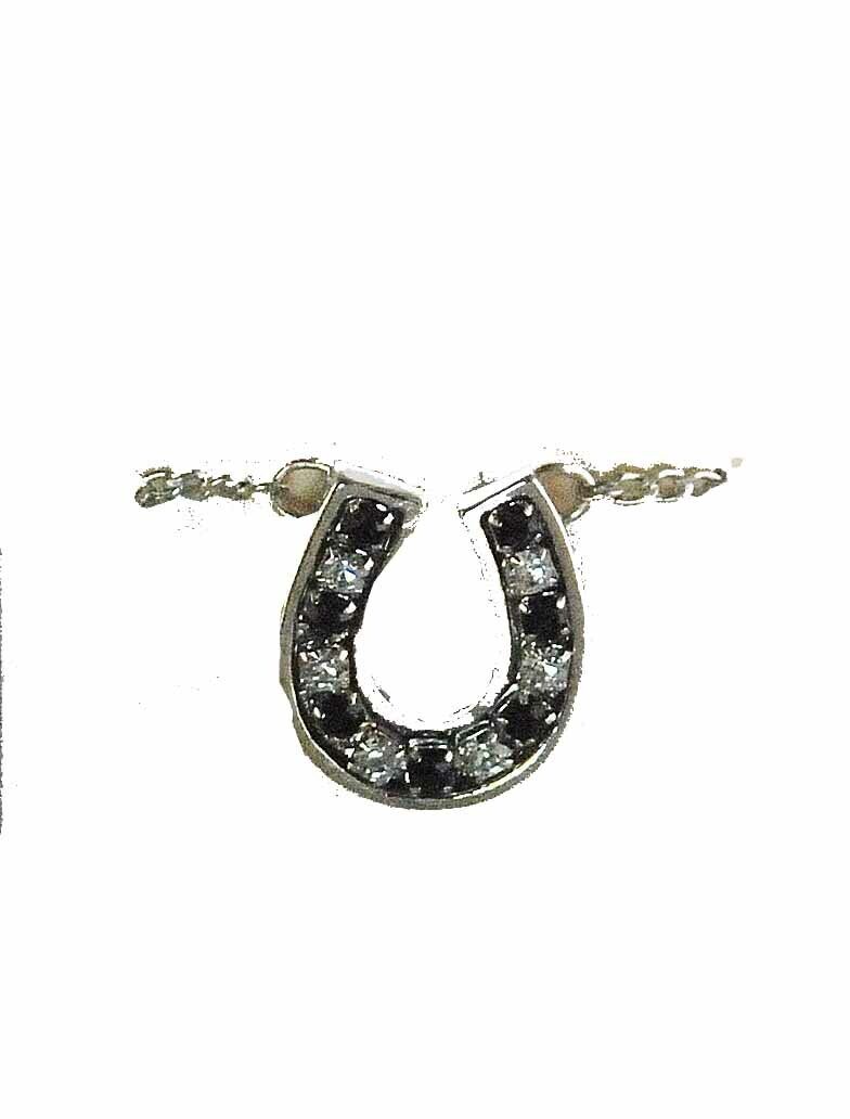 Finishing Touch Crystal Channel Horseshoe Necklace - Jet Black