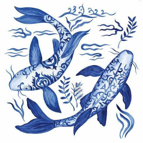 Paperproducts Design"Emperor's Koi" Paper Cocktail/Beverage Napkins