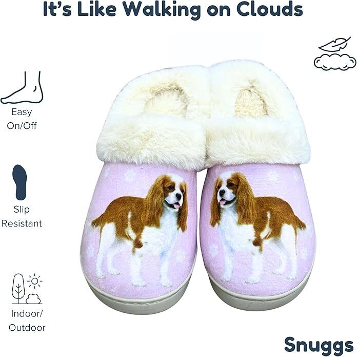 E&S Pets Cavalier King Charles Snugg Slippers for Pet Lovers - Memory Foam, L/XL