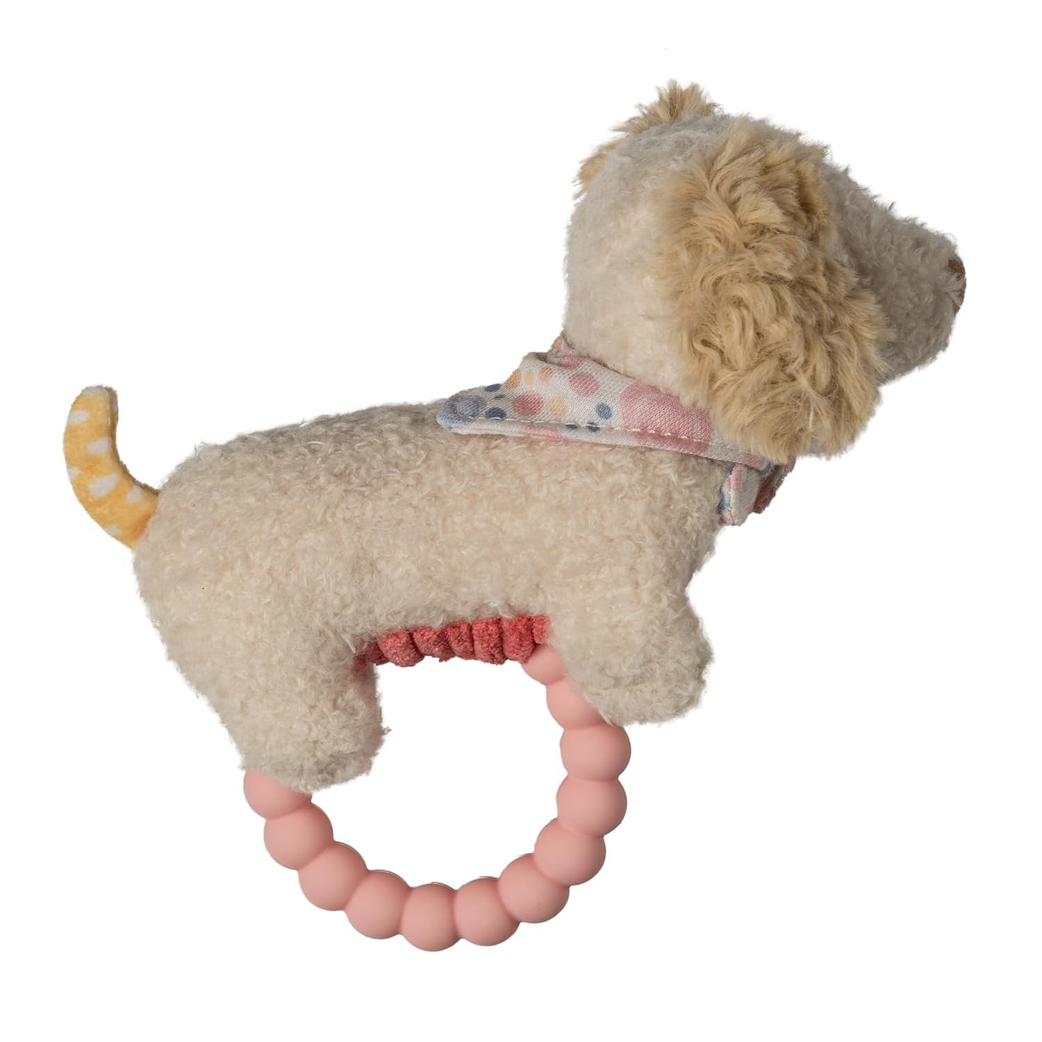 Mary Meyer Soft Baby Rattle with Teether Ring, 6-Inches, Tan Dancing Dachshund