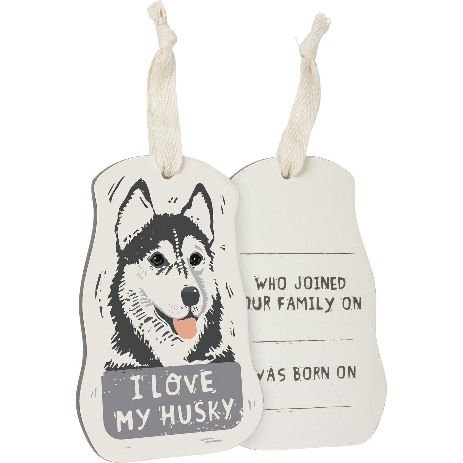 Primitives by Kathy Wooden Hanging Ornament, 2-Sided - I Love My Husky