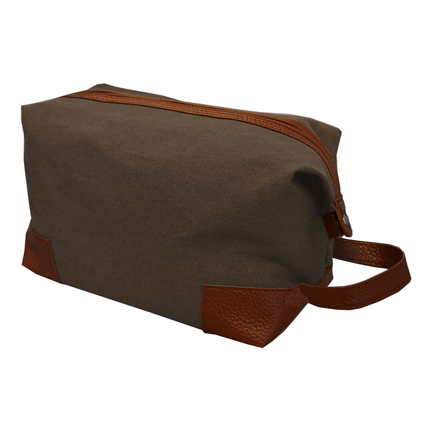Mainstreet Collection Mens Canvas Dopp Kit Toiletry Bag, with Zipper (Brown)