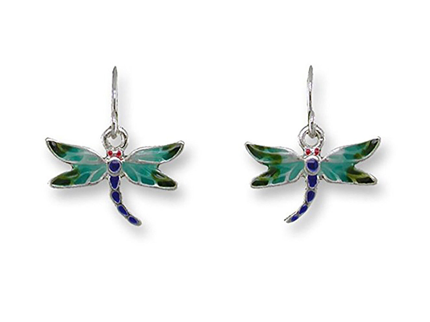 Sue Coccia Red-eyed Damselfly Dragonfly Enamel Dangle Earrings Zarah