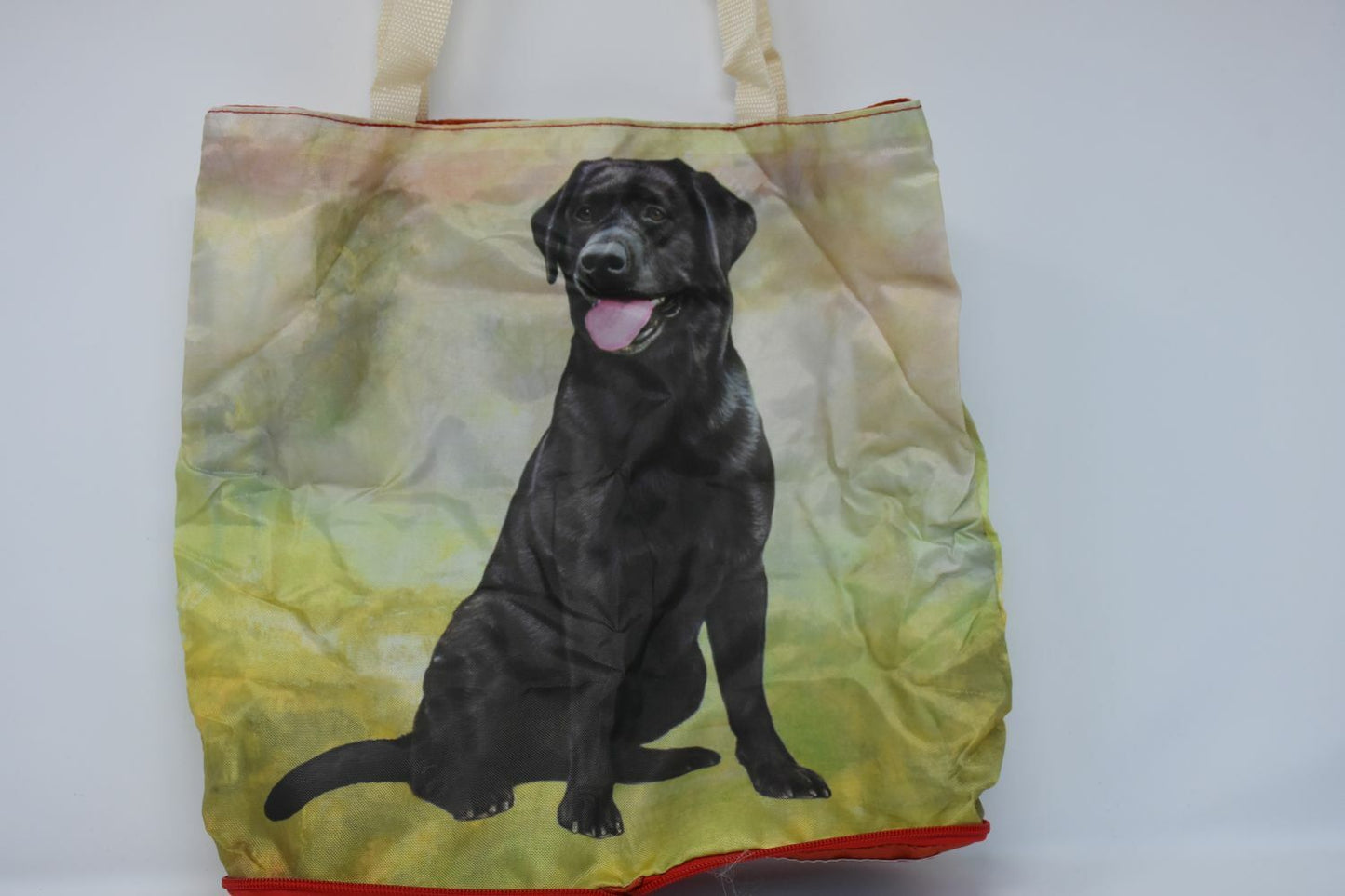 Black Labrador Sitting Foldable Tote Bag - Waterproof - Zipper Market Toteu