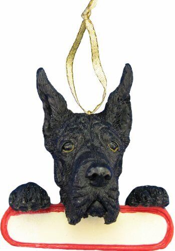 Great Dane Ornament Black "Santa's Pals" With Personalized Name Plate