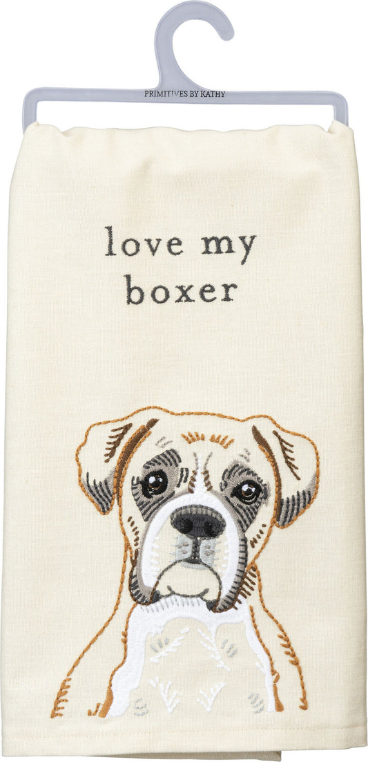 Primitives by Kathy Love My Boxer Dish Towel, 26"