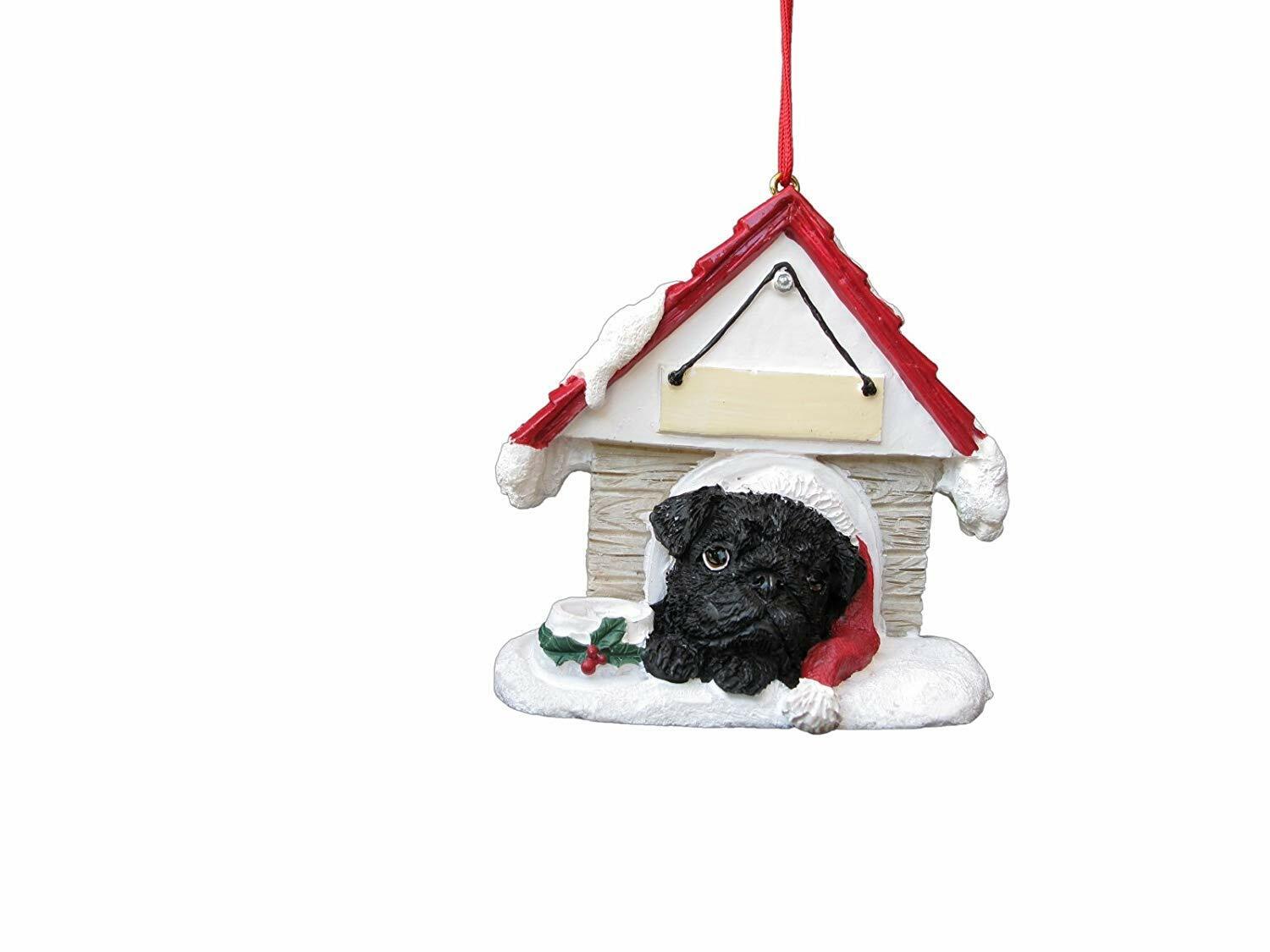 E&S Pets 35355-32 Black Pug Doghouse Ornament