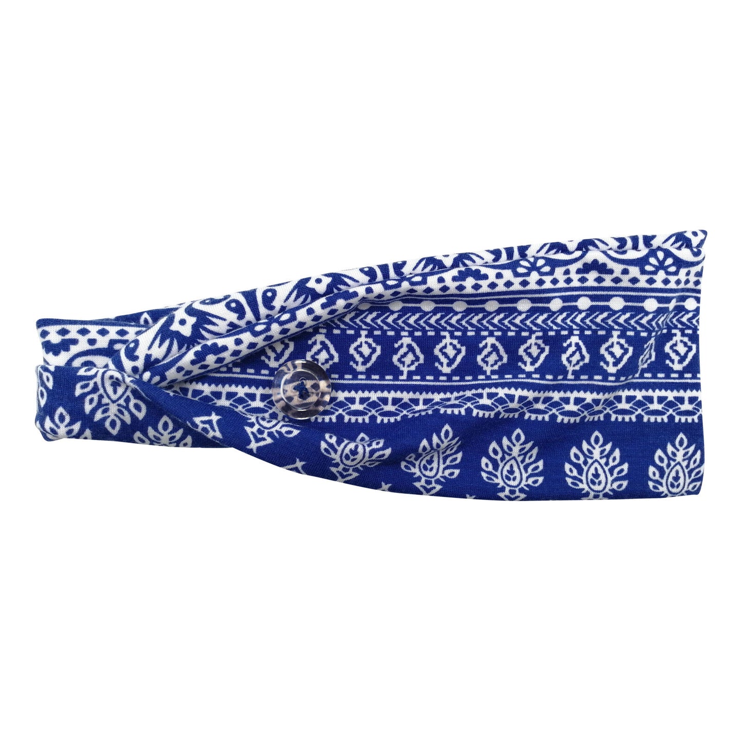 Calla Button Headband for Comfortable Wearing of Face Masks - Royal Blue Vintage