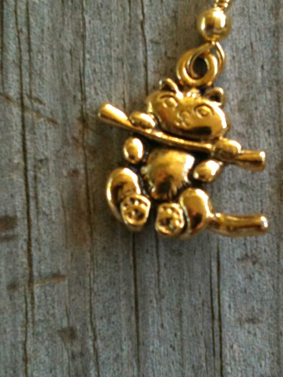 Gold Plated Pewter Cat Hanging From a Limb Earrings