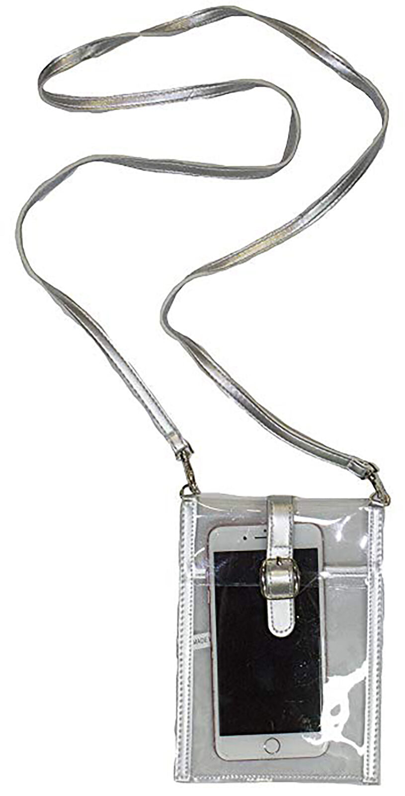 Clear Plastic Stadium Style Phone Holder Crossbody Bag