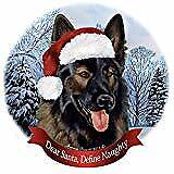 Holiday Pet Gifts German Shepherd Dk Brown Sable Santa Hat Porcelain Ornament