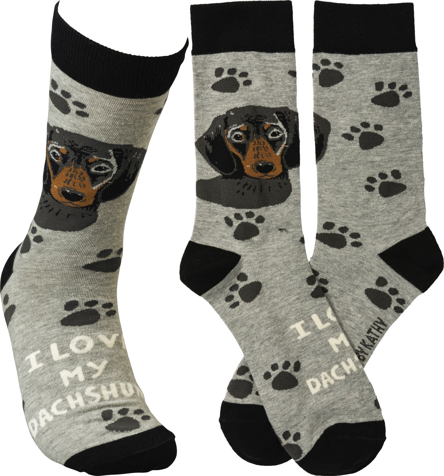 Primitives By Kathy Socks - I Love My Black Dachshund