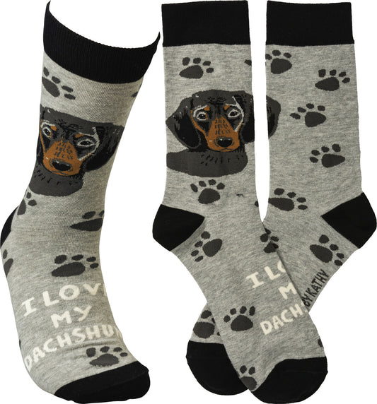 Primitives By Kathy Socks - I Love My Black Dachshund