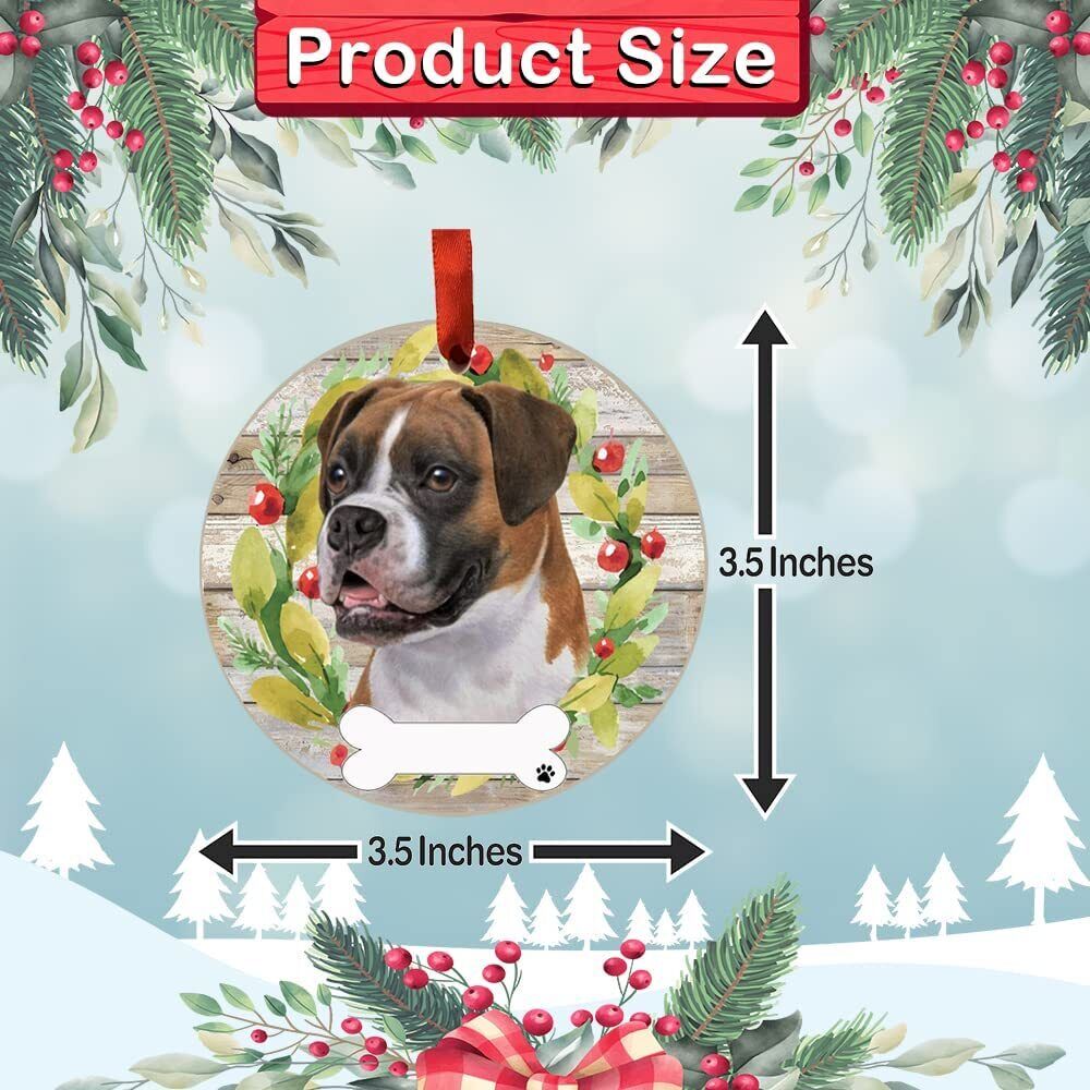 Boxer Uncropped Ornament - E&S Pets - DIY Personalizable, Ceramic Round Ornament