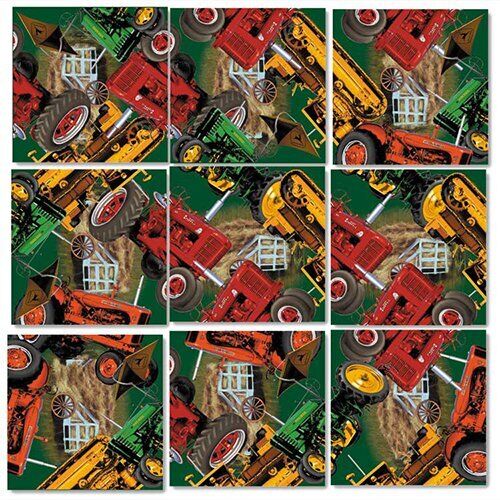 B Dazzle Vintage Tractors Scramble Squares 9 Piece Puzzle