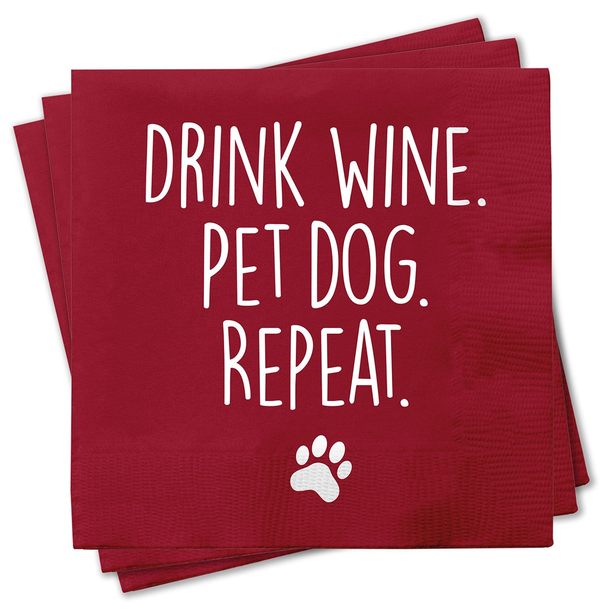 Chris's Stuff Wine Beverage Paper Napkins, Set of 25, Drink Wine Pet Dog