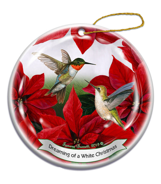 Holiday Pet Gifts Ruby Throated Hummingbird Porcelain Christmas Ornament
