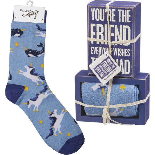 Primitives by Kathy Box Sign & Pair of Socks Set - You're The Friend