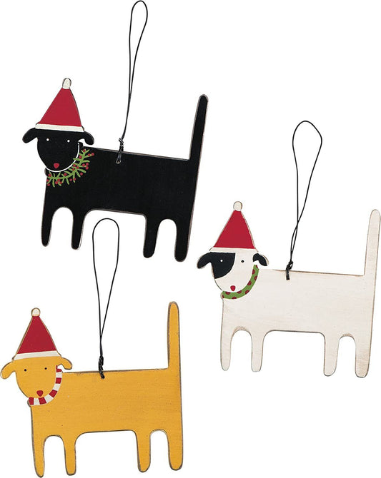Primitives by Kathy Rustic Wood Dog Ornaments, Set of 3, (23155)