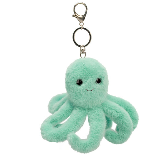 Douglas Toys Plush Stuffed Animal Backpack, Bag Charm, Mint Green Octopus, 5"
