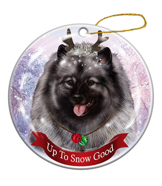 Holiday Pet Gifts Keeshond Dog Porcelain Christmas Ornament