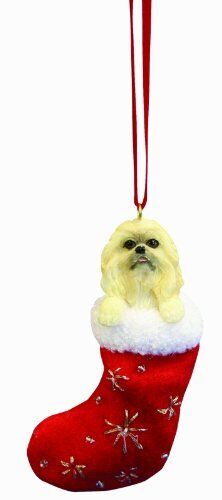 Pekingese Christmas Stocking Ornament with "Santa's Little Pals" Hand Painted