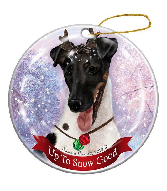 Holiday Pet Gifts Fox Terrier Tricolor Dog Porcelain Christmas Ornament