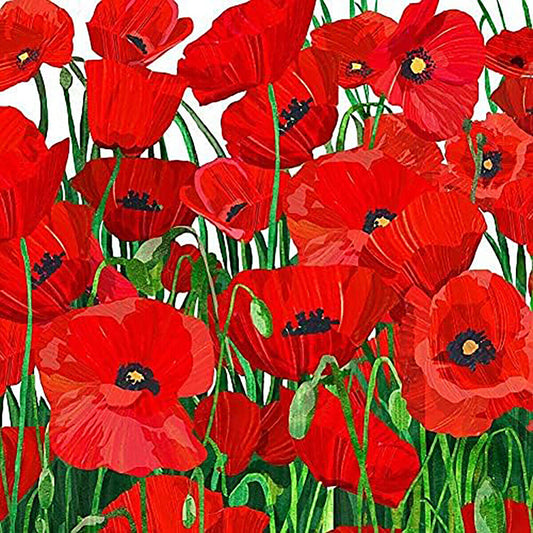 Paperproducts Design Luncheon Napkins, Red Poppies Watercolor, 6.5", 20 count