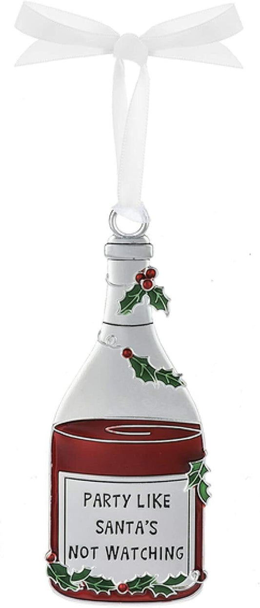 Ganz Merry Merlot Wine Metal Ornament - Party Like Santa's Not Watching