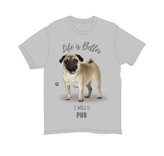 Pug Unisex 100% Cotton T-Shirt - Super Soft & Comfortable, Large